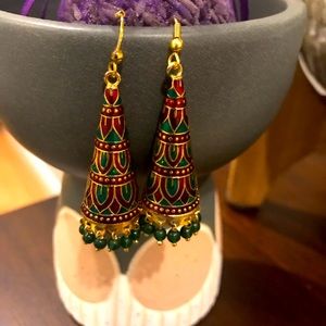 Indian / Jaipur inspired earrings - enamel glaze